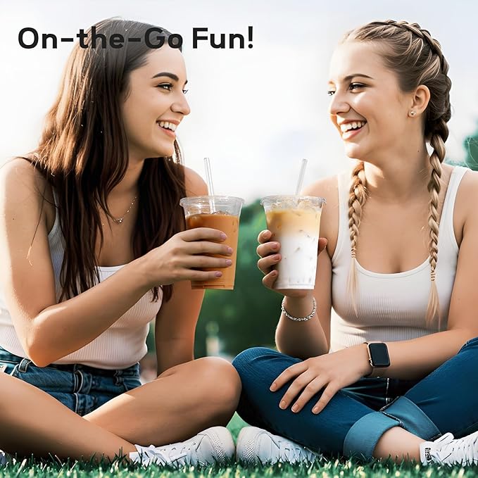 AOZITA 20 oz Plastic Cups with Lids and Straws, 25 Pack, Disposable Iced Coffee Cups with Lids, Clear Cups with Lids for Cold Drinks, Iced Tea, Milkshakes, Smoothies - Durable & BPA Free