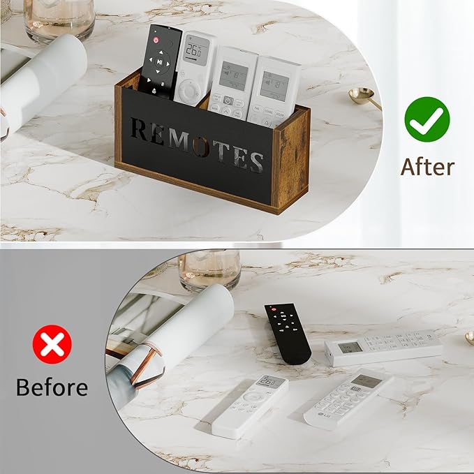 YINMIT Remote Control Holder Wall Mount, TV Remote Holder Wall Mount, Universal Remote Caddy, Remote Organizer Divided Storage Box for Wall, Table, Living Room, Bedroom