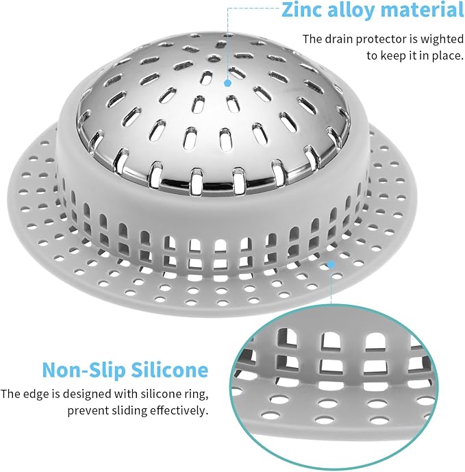 Aluvor Shower Drain Hair Catcher, Shower Drain Cover, Bathtub Drain Hair Catcher for Pop-Up & Regular Drains