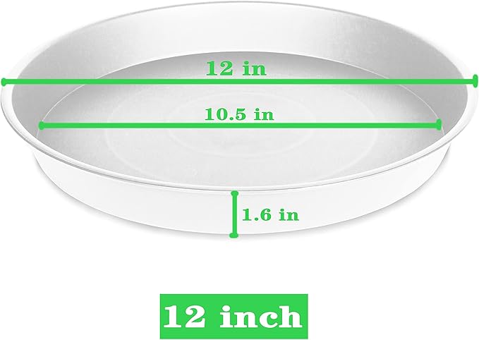 Bleuhome 6 Pack of 12 inch Plant Saucer, Heavy Duty Plastic Plant Saucer 12" Round, Plant Tray for Pots, Flower Plant Saucers for Indoors, Plant Trays for Planter 11"/12" (12 inch, Creamy White)