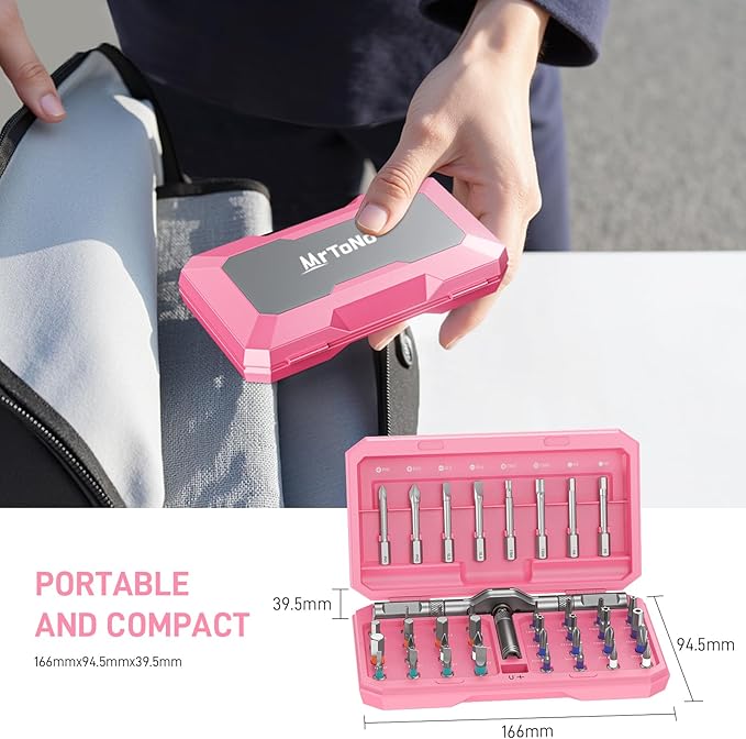 Professional 42 in 1 Magnetic Screwdriver Tool Kit Multi Functional Precision Bits for PC, Camera, Smartphone, Furniture, Bike – Ideal for Electronics & Home Repairs Pink