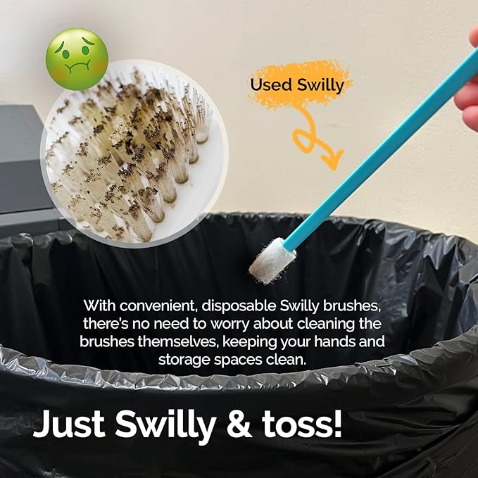 Evaclean Swilly Original Disposable Crevice Brushes - 100 Pack - Versatile Cleaning Tool for Tight Spaces, Window Tracks, Keyboards, Car Vents, and Household Use (Multicolor)