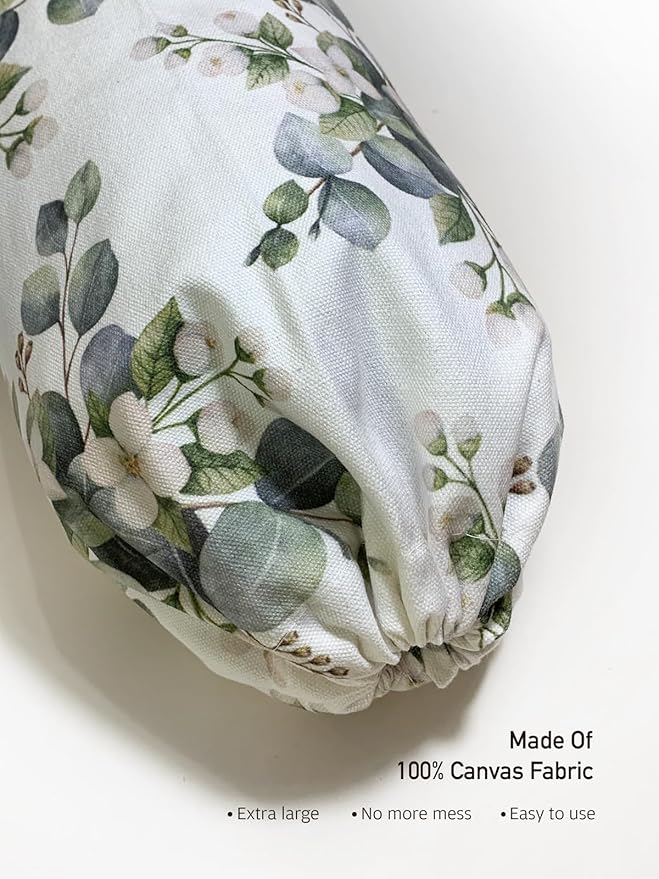 Moanlor Art Plastic Bag Holder - Eucalyptus Floral Grocery Bag Organizer - Summer Kitchen Decor & Gifts