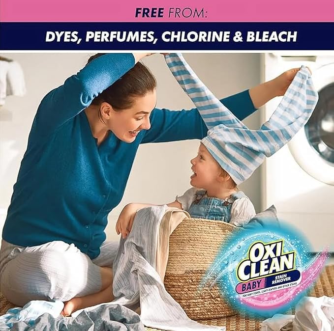 OxiClean Baby On-The-Go Stain Remover Pen, Instant Baby Clothes Stain Cleaner for Food Formula Spit-Up, Gentle Travel Size Laundry Stain Stick, Fragrance Free, 4 Pack, 22 mL Each
