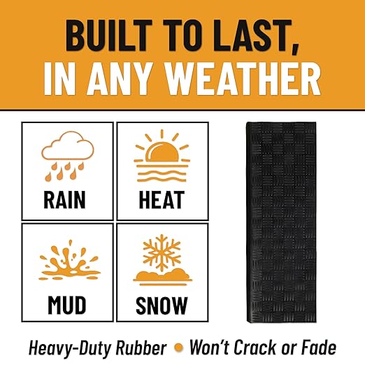 Ottomanson Outdoor Bullnose Stair Treads – Ribbed Heavy-Duty Non Slip Stair Mats – Strong Grip for Concrete, Brick & Textured Steps – Requires Fastening on Wooden & RV Steps, Pack of 5