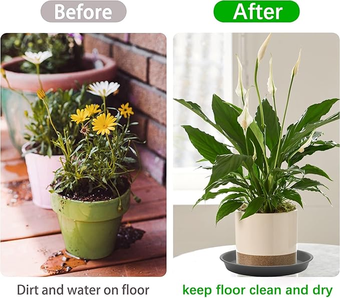 TITE Plant Saucer Heavy Large Planter Durable Thicker Plastic Plant Trays for Indoors and Outdoor,Plant Saucer Drip Trays (Grey, 16 inch)