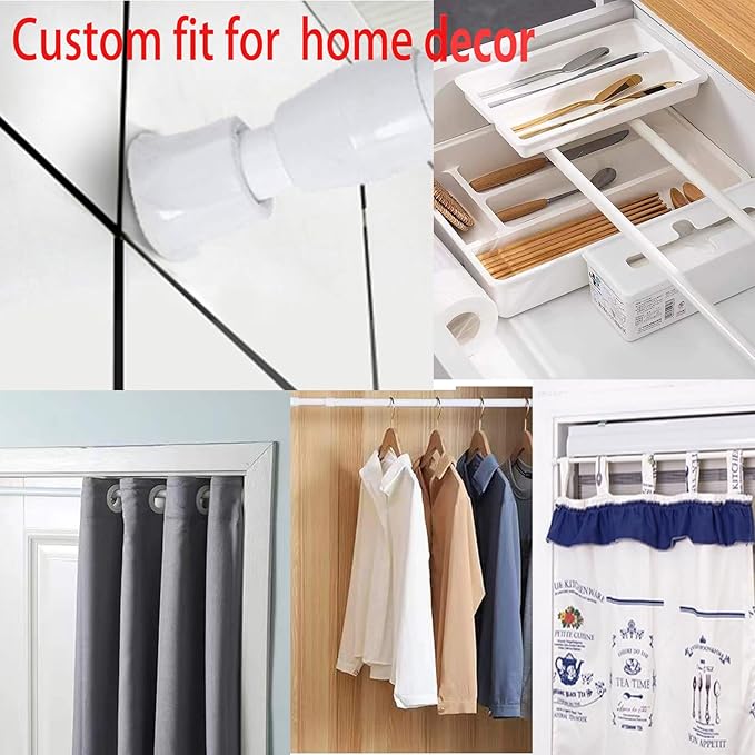 2 Pack Small Tension Rods 12 in to 20 Curtain Rods Window Rods in Extendable Width Spring Cupboard Bars for Kitchen Utensils, Closet, and Cabinet, Fit in The Spaces to Stay Up
