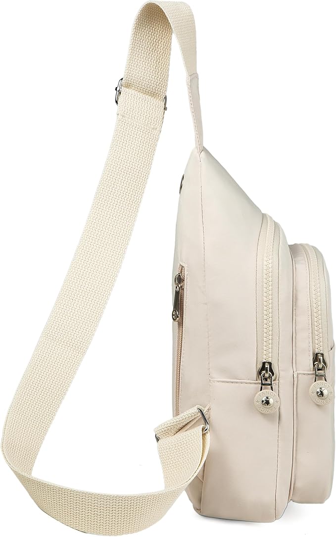 Banelu Sling Bag Small Crossbody Bags for Women Men, Cross Body Bag Sling Backpack for Outdoors Sports Hiking - Beige