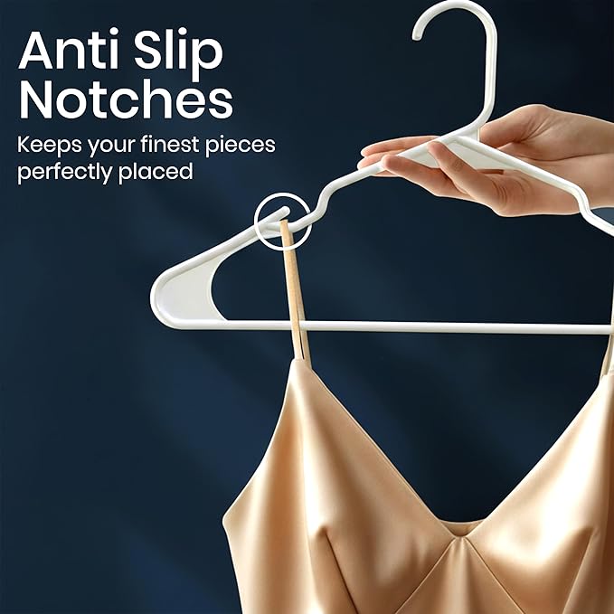 Utopia Home - Plastic Hangers 20 Pack - Space Saving Clothes Hanger - Durable and Strong Closet Organizers and Storage Makes It Ideal Stocking Stuffers or Apartment or Dorm Room Essentials (White)