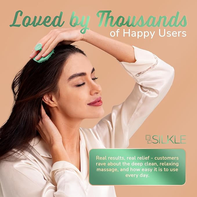 Silicone Scalp Scrubber - Massage Shampoo Brush, Soft Bristles for Hair Growth & Dandruff Removal - Ergonomic Design, Wet & Dry Use, Deep Cleansing Scalp Exfoliator for All Hair Types - Green