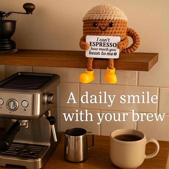 Graduation Gifts Birthday Gift for Her Him Women Men Girlfriend Boyfriend, Positive Crochet Espresso Cup, Cute Small Coffee Lover Gift for Best Friend Couple Wife Husband Mom