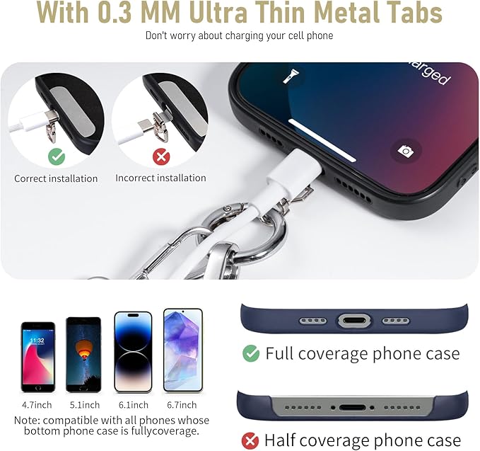 Clip and Go Strap for Phone with Wallet Crossbody Phone Lanyard and Detachable Checkered Bag with ID Window and RFID Pouch for Daily Travel.