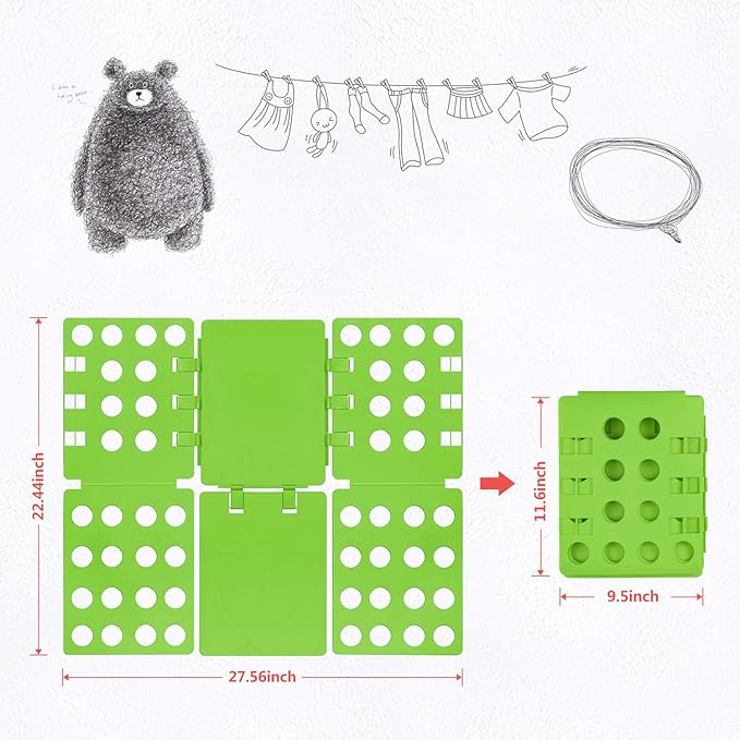 BoxLegend T Shirt Folding Board T Shirt Clothes Folder Laundry Organizer Easy and Fast for Kid and Adult to Fold Clothes Green