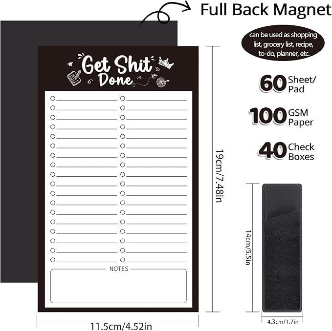 2 Pack Grocery List Magnet Pad for Fridge with Pen Holder, Total 120 Sheets Magnetic Note Pad for Fridge Full Back Magnet Shopping List, To Do List, Memo Notepads, 4.5x7.5(Simple Style)