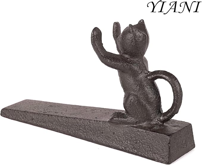 Door Stopper- 10015651-V1-Cast Iron Cat Scratching Door Stopper (Set of 1)