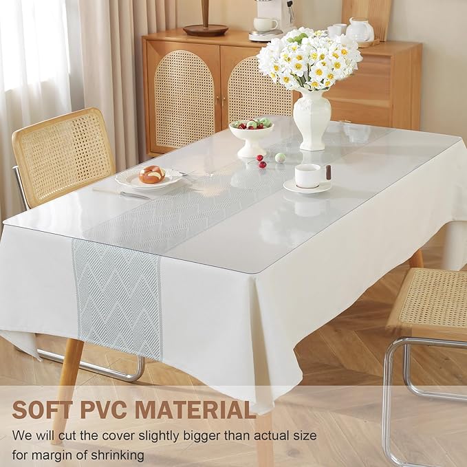 LovePads Clear Table Cover Protector, 17 x 24 Inch 2mm Thick Plastic Table Cover, Table Protector for Dining Room Table, Waterproof Dresser Cover Top for Kitchen, Coffee, Writing Desk