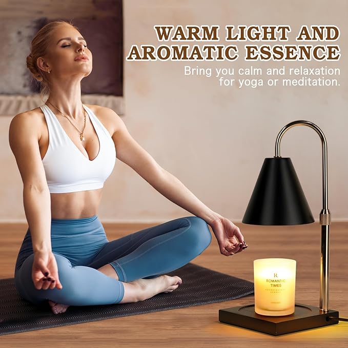 Candle Warmer Lamp with Timer Dimmer, Electric Candle Lamp Warmer for Bedroom Decor, Christmas Gifts for Women, Mom, Adjustable Metal Candle Lamp, Mom Gifts, Home Decor for House Warming Gifts, Black