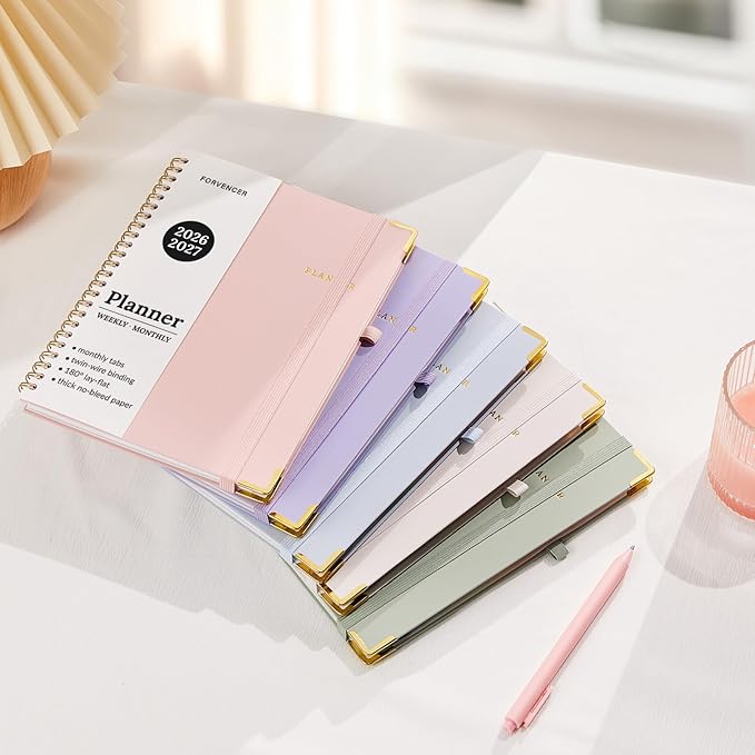 Forvencer Academic Planner 2026-2027, July 2026-June 2027 Weekly & Monthly Hardcover Calendar Planner, 6" X 8", Daily Agenda Book, School Office Notebook College Teacher Organizer A5, Off-white