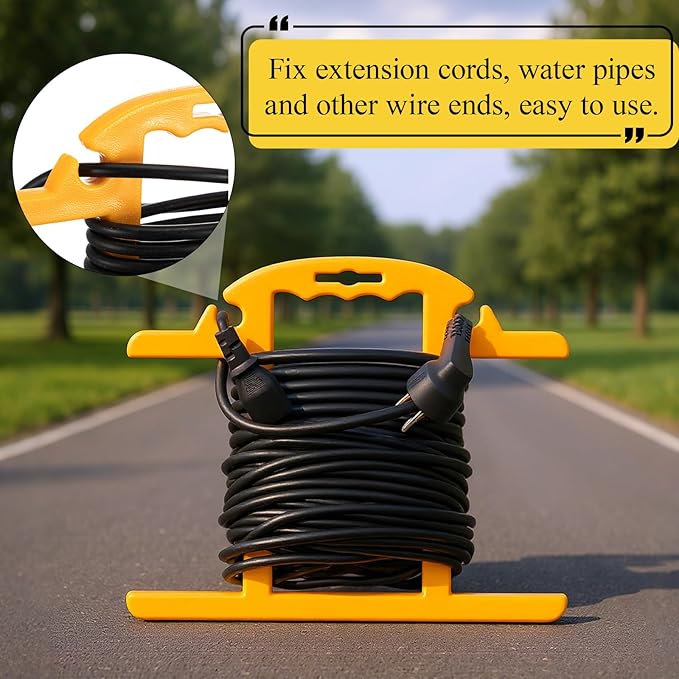 Ripeng 4 Pcs ABS Heavy Duty Extension Cord Storage Reel, Portable Christmas Light Storage Cord Organizer, Portable Hose Organizer Wrap - Holds 100 Feet, H-shape Reel (Yellow)