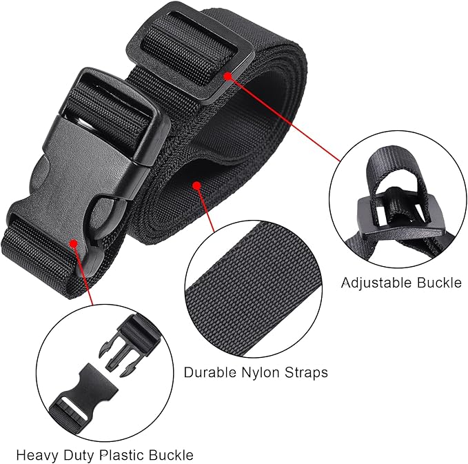 Vigorport Utility Straps Quick Release Nylon Backpack Accessory Bag Strap,Adjustable for Hiking,Travel,Outdoor Sports-4 Pack (Black, 1" W-60 L)