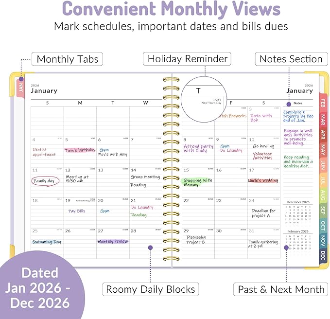 2026 Planner, Forvencer Calendar Planner Weekly and Monthly, Jan 2026-Dec 2026, 8.5" X 11", Hardcover Agenda Book, Daily Journal Organizer with Inner Pocket, Notebook for Office School, A4, Off-white