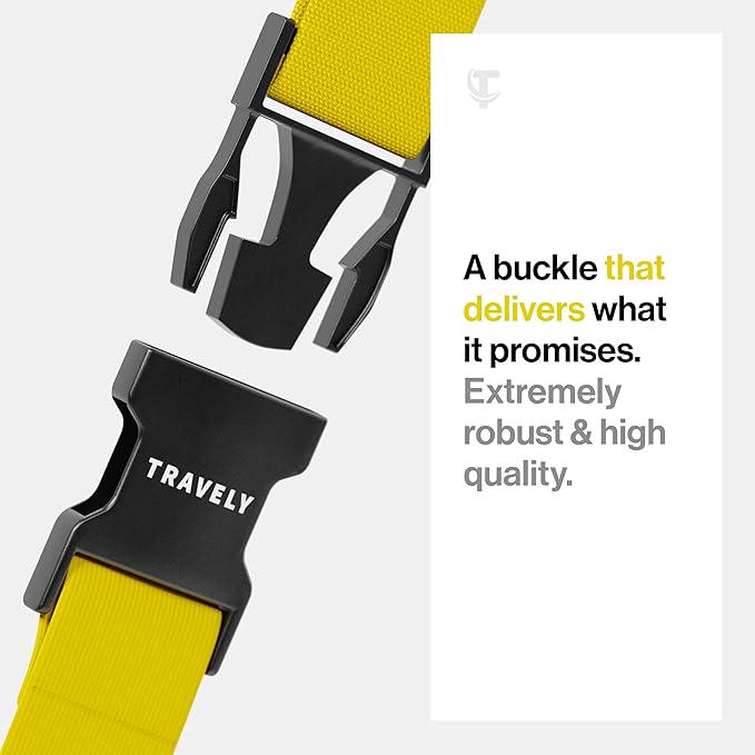 TRAVELY Luggage Straps - Especially Eye-Catching & Secure - Incl. 2 Name Tags - Ideal for Cross-Strapping Luggage - [Set of 2]
