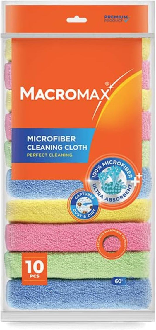 Microfiber Cleaning Cloth – Pack of 10 – Ultra Absorbent Lint‑Free Reusable Towels for Kitchen, Glass, Counters, Furniture – Soft Non‑Scratch Microfiber