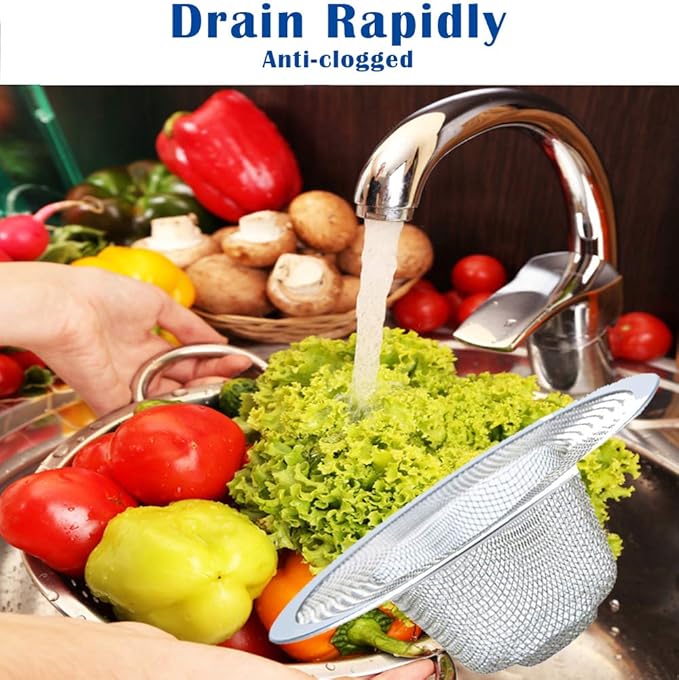 2 Pcs Heavy Duty Stainless Steel Slop Basket Filter Trap, 3.54" Top / 1.65" Mesh Metal Sink Strainer, Perfect for Kitchen Sink/Bathroom Bathtub RV Wash Basin Floor Drain Balcony Drain Hole