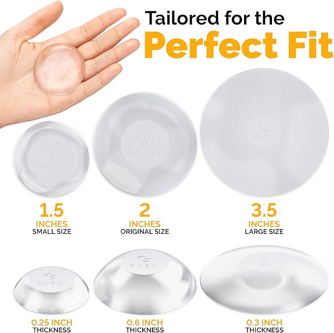 Ducki Door Stop Wall Protectors, 6 Pack Clear, Self Adhesive Reusable Solution for Stopping Wall Damage & Noise from Doors, Refrigerators, & in Your Home or Office, Durable Shock Absorbent & Discreet