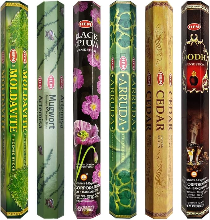 Hem Incense Sticks Variety Pack #27 and Incense Stick Holder Bundle with 6 Leafy Fragrances