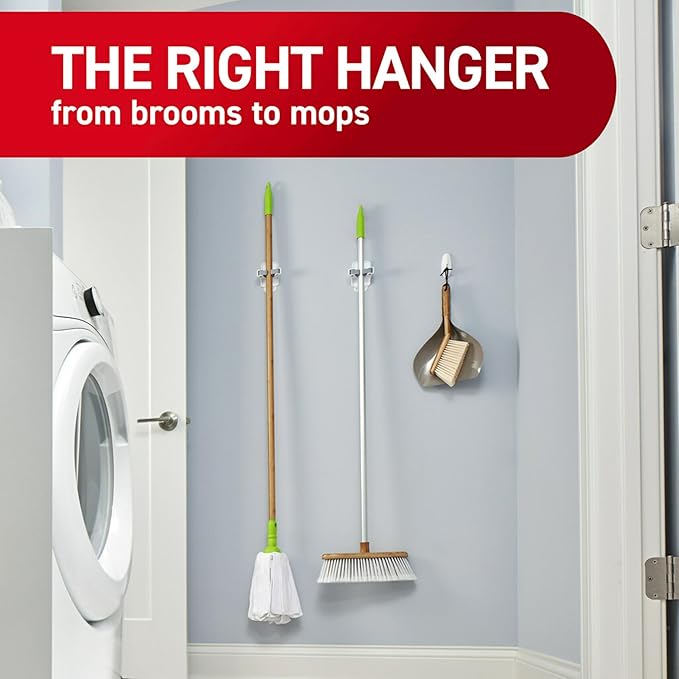 Command Broom and Mop Gripper, 3-Pack, Organize Damage-Free