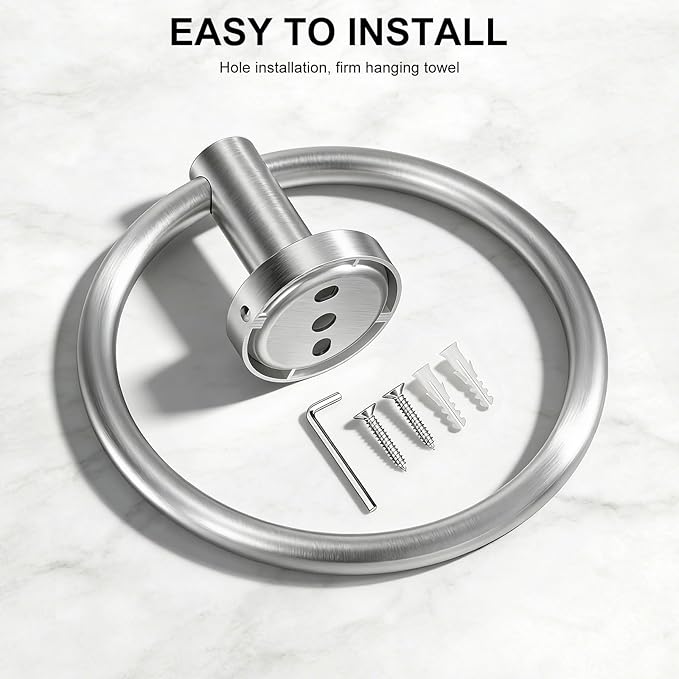 SetSail Towel Holder for Bathroom Wall, Silver Towel Ring, Stainless Steel Hand Towel Holder, Heavy Duty Towel Hanger for Bath and Kitchen, Drill Hole Installation