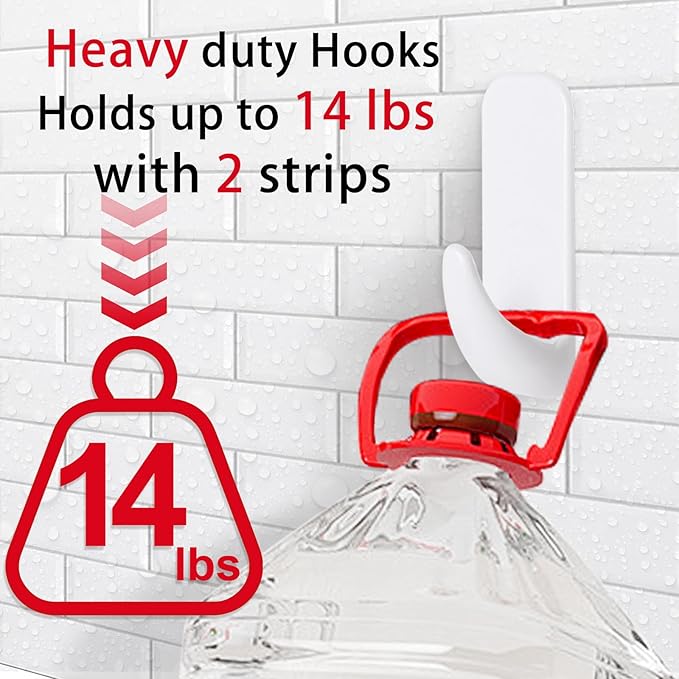 JulyWind Wall Hooks for Hanging Heavy Duty 6pcs, Towel Hanger for Bathroom with 16 no Damage Adhesive Strips X-Large, Dorm Essentials for Wreath, Hat, Coat