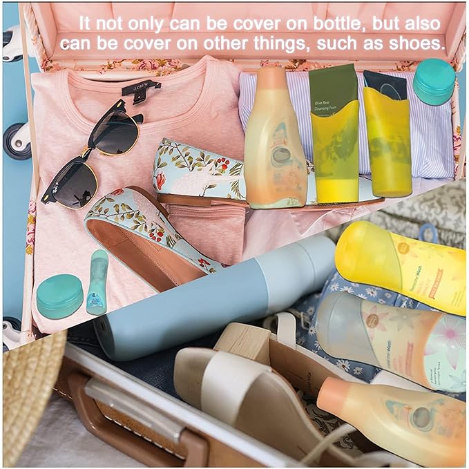 TRANOMOS Silicone Bottle Covers Travel Essentials for Women Men, Beach Vacation Essentials, Travel Size Toiletries Accessories, Cruise Ship Essentials 2026, Must-Haves, Leak-Proofing