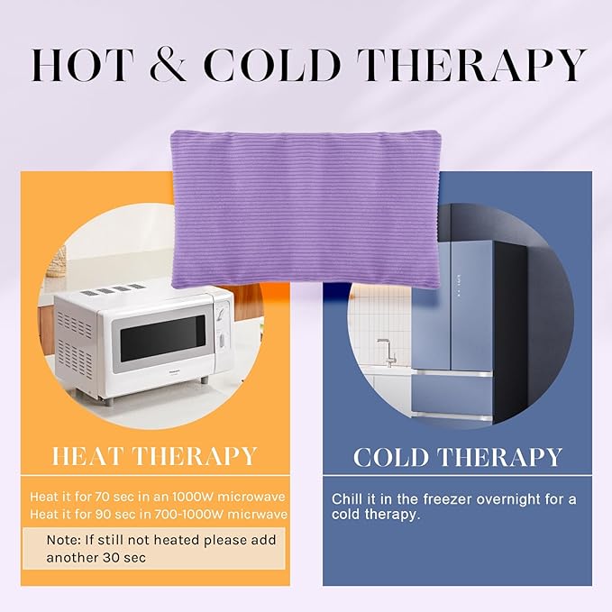 Microwavable Heating Pad with Washable Cover 13x7 Inch Flaxseed Microwave Hot Pack, Lavender Scent, Moist Warm Compress for Relaxation, Non-Electric & Portable