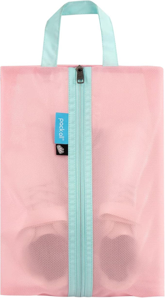 pack all Kids Shoe Bag for Travel, Water-Resistant Shoe Pouch for Gym, Odor-Resistant Soccer Cleats Bag for Sport, Cute Design for Girls, Boys, Toddlers (Pink)