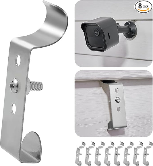 ANDGOO 8 Pack Vinyl Siding Hooks, No Hole Siding Clips with Screws, Vinyl Siding Hangers for Hanging Outdoor, Heavy Duty Outside Camera Mount, for Doorbell, Outdoor Lights & Cables