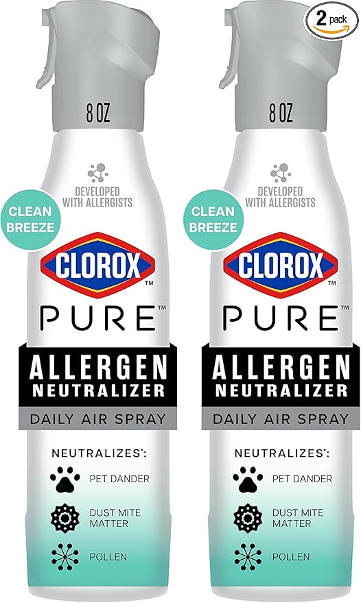Clorox PURE Allergen Neutralizer Daily Air Spray, Clean Breeze, 8 Ounces (Pack of 2)
