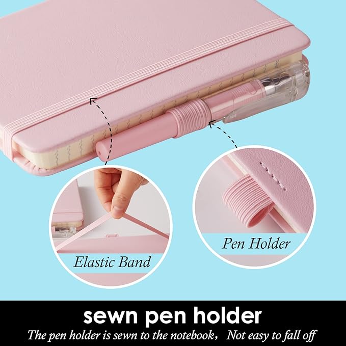 Small Notebook Journal with Pen, 3 Pack Mini Pocket Size Pink Journals Notebooks Bulk for Women Work School Writing Note Taking