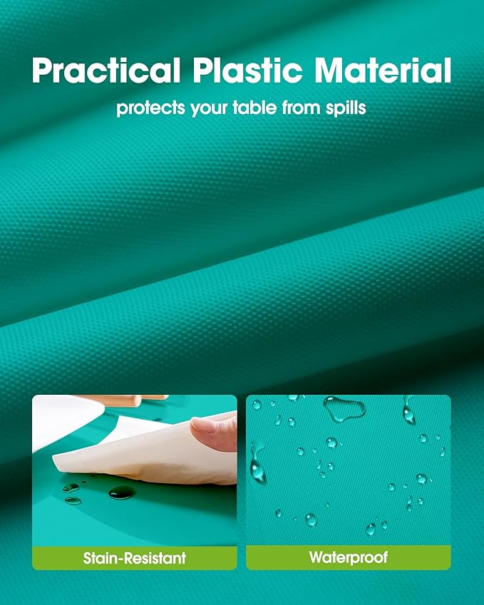 Pureegg Plastic Table Cloth Disposable 10 Pack, 54 x 108 Inch Table Cloths, Easter Party, Summer, Decorative Tablecloths, Rectangle, Turquoise Plastic Cover, Leakproof & Sturdy, Teal