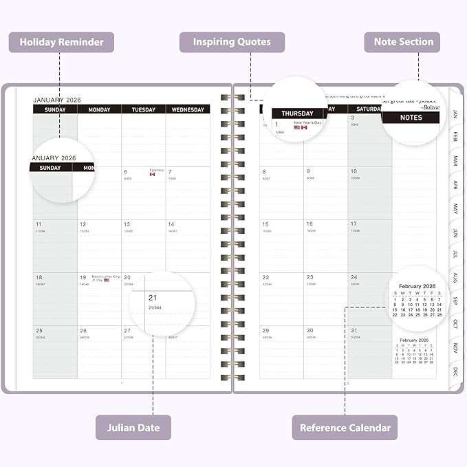 2026 Planner, Weekly and Monthly Calendar Academic Planner, Jan 2026 - Dec 2026, Planning Agenda Book for Desk Accessories and School Supplies - Letter Size(8.5'' x 11'')