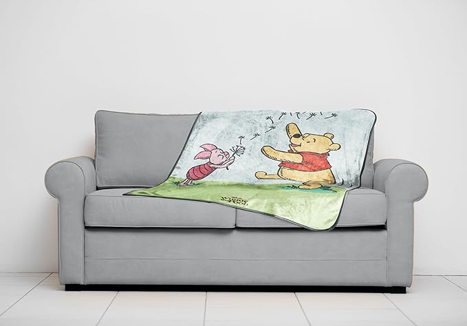 Jay Franco Kids Plush Throw Blanket – Soft & Cozy Fleece Throw for Bedroom & Couch Décor, Official Licensed Product, Multi - Winnie The Pooh, 40x50 - Travel Blanket