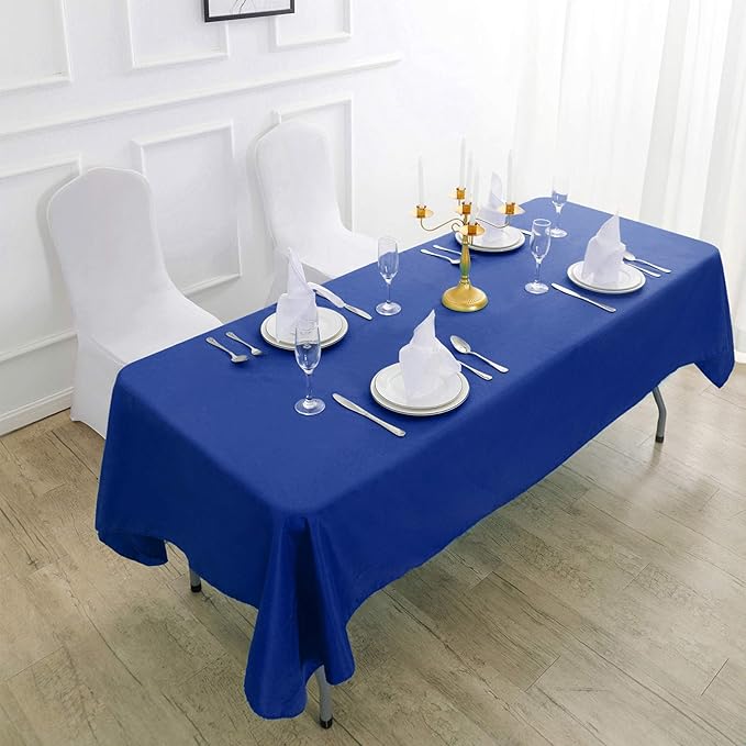 Cupuamon Rectangle Tablecloth 90x156 inch Washable Polyester Fabric Table Cloth for Wedding Party Dining Banquet Decoration（90x156, Royal Blue）