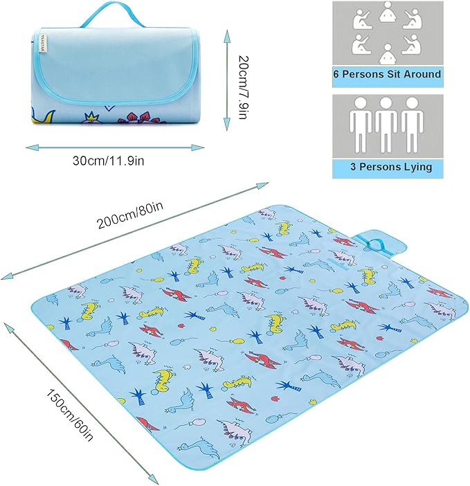 Large Picnic Blanket Waterproof Sand Free Beach Mat Foldable Picnic Mat Sandproof Beach Blanket Extra Large Grass Concert Blanket for Sporting Events, Family Picnic, Camping, Travel, Park