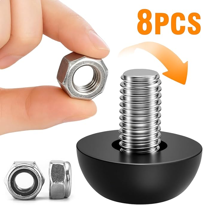 8Pcs M8 Thread Adjustable Leveling Feet Kit, 8mm Stainless Steel Construction with 1.25mm Thread, Outdoor Furniture Leveling Solution