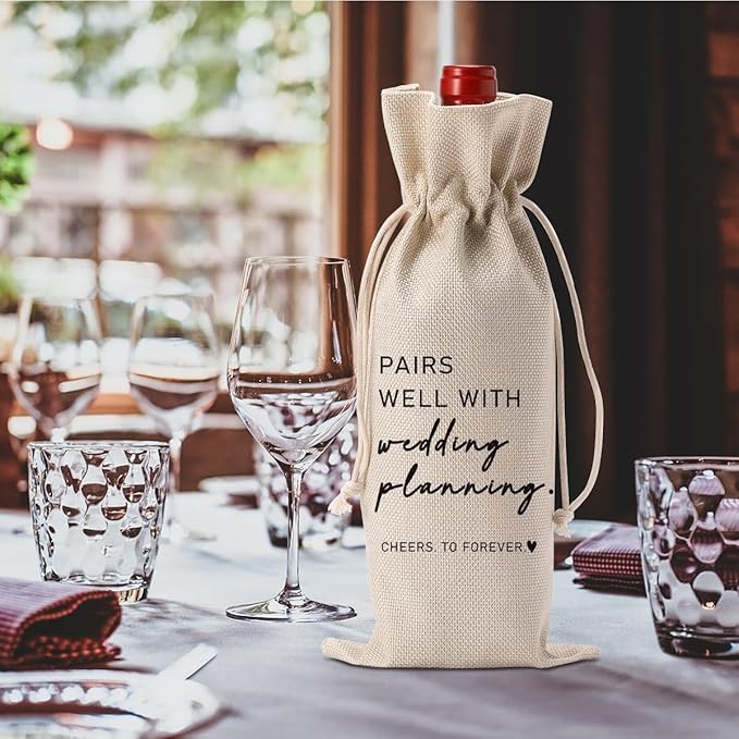 Engaged Engagement Bridal Shower Gifts for Couples Women Wedding Planning Wine Bag Engagement Party Decorations for Bride Pairs Well With Wedding Planning Wine Accessory Sets