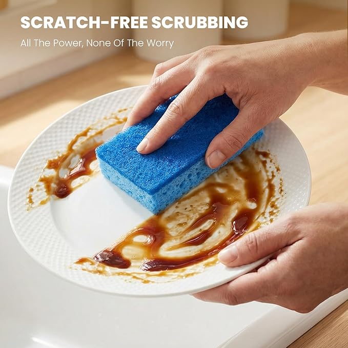 Metflavor Kitchen Sponges, 48 Count, Non-Scratch Scrub Sponge, Dual Sided Cleaning Sponges for Dishes, Kitchen, Bathroom