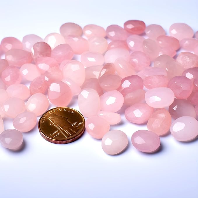 Polished Natural Rose Quartz Crystals - 72 Pcs, 0.5" 10 oz Handpicked Natural Tumbled Gemstones Rocks, Pebbles for Reiki, Chakra, Healing Home Decor