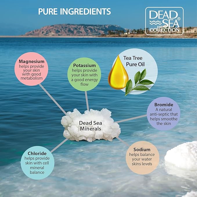Dead Sea Collection Bath Salts with Tea Tree – Pure Dead Sea Salt and Tea Tree Oil - Nourishing Soothing and Relaxing Skin and Muscle – 34.2 Oz