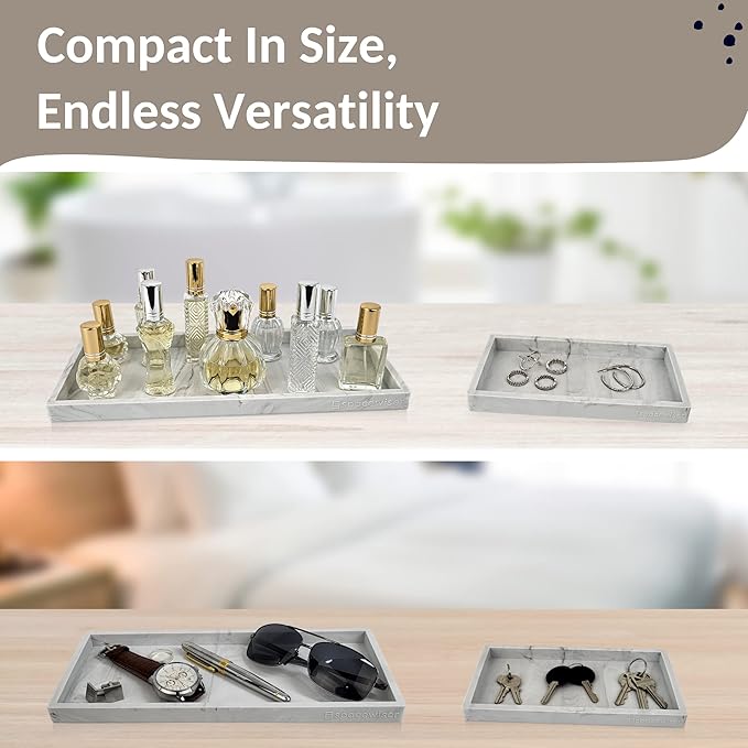 Spacewiser Countertop and Vanity Tray - 2 PC (11” and 7”) Shatterproof Silicone Kitchen and Bathroom Trays for Counter, Kitchen Soap Dispenser Tray, Vanity Trays for Bathroom, Perfume Key Tray